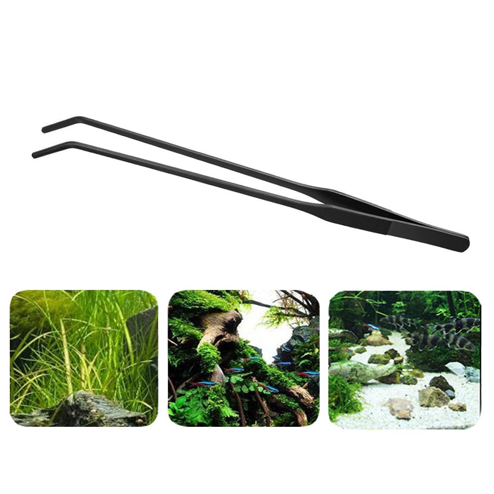 EvaGO Curved Aquarium Tweezers – 15-Inch Stainless Steel Feeding Tongs