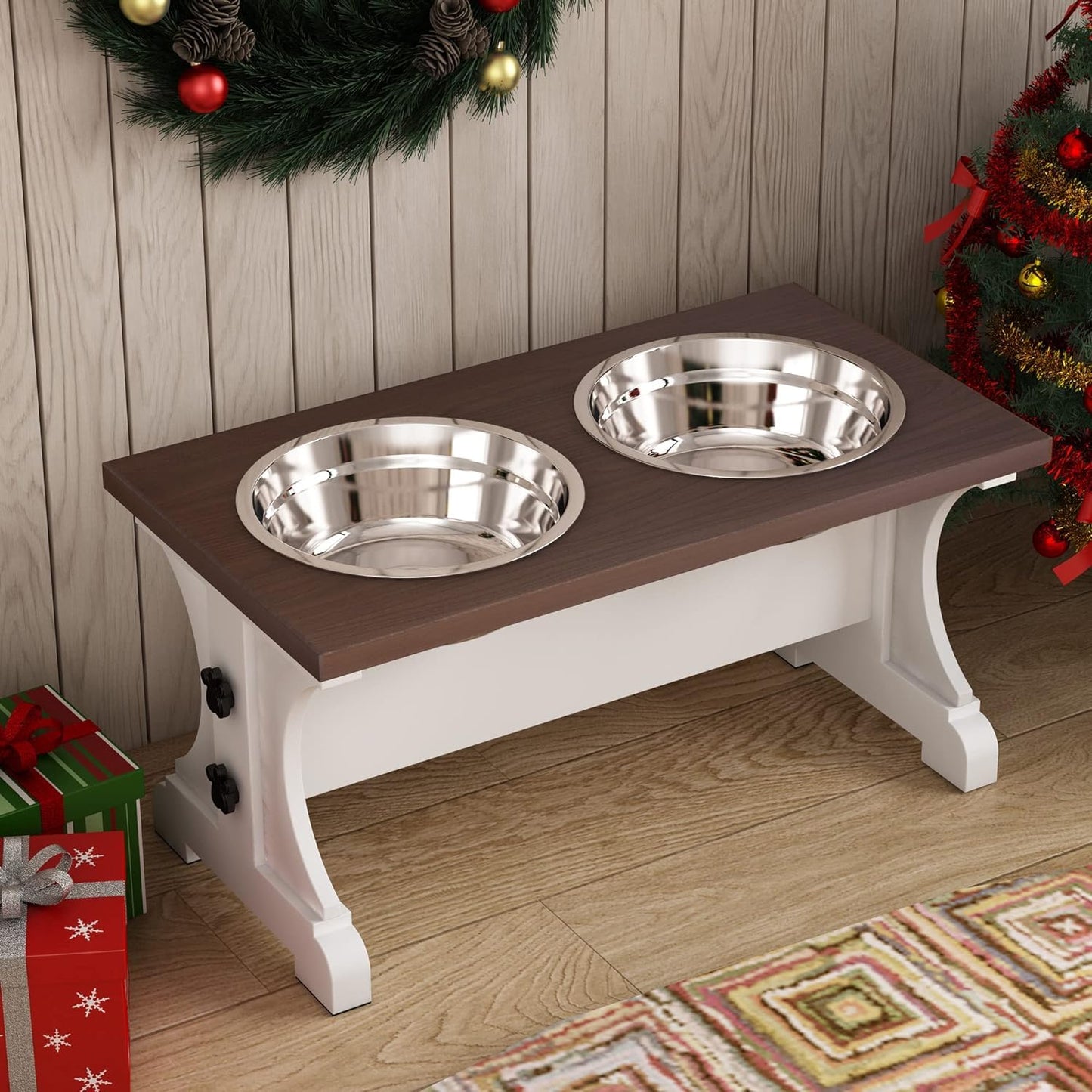 Piskyet Modern Farmhouse Elevated Dog Bowl Stand β Stylish & Functional