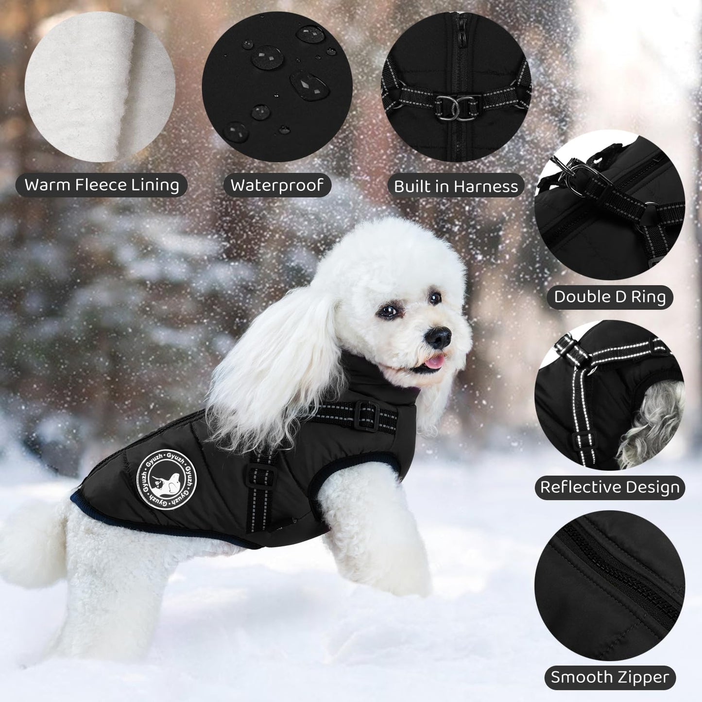 2-in-1 Waterproof Dog Coat with Built-In Reflective Harness