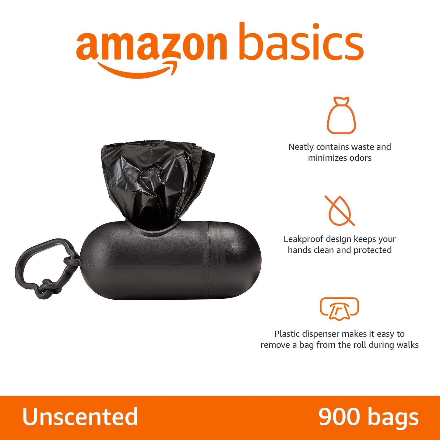 Amazon Basics Dog Poop Bags with Dispenser & Leash Clip β 600 Count