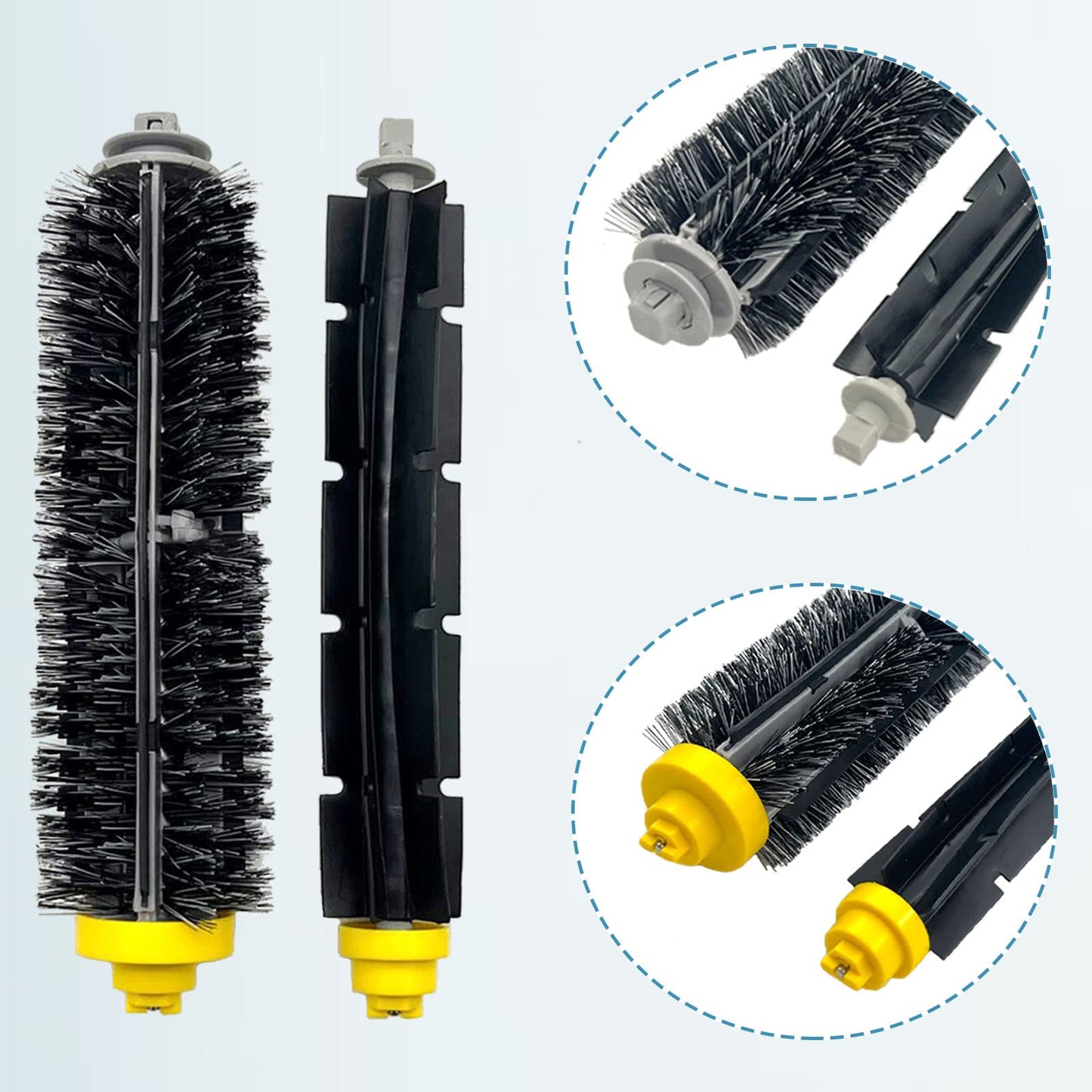 Replacement Accessories Kit for iRobot Roomba 600 & 500 Series – 3 Bristle & Beater Brushes, 8 Filters, 8 Side Brushes, Cleaning Tools