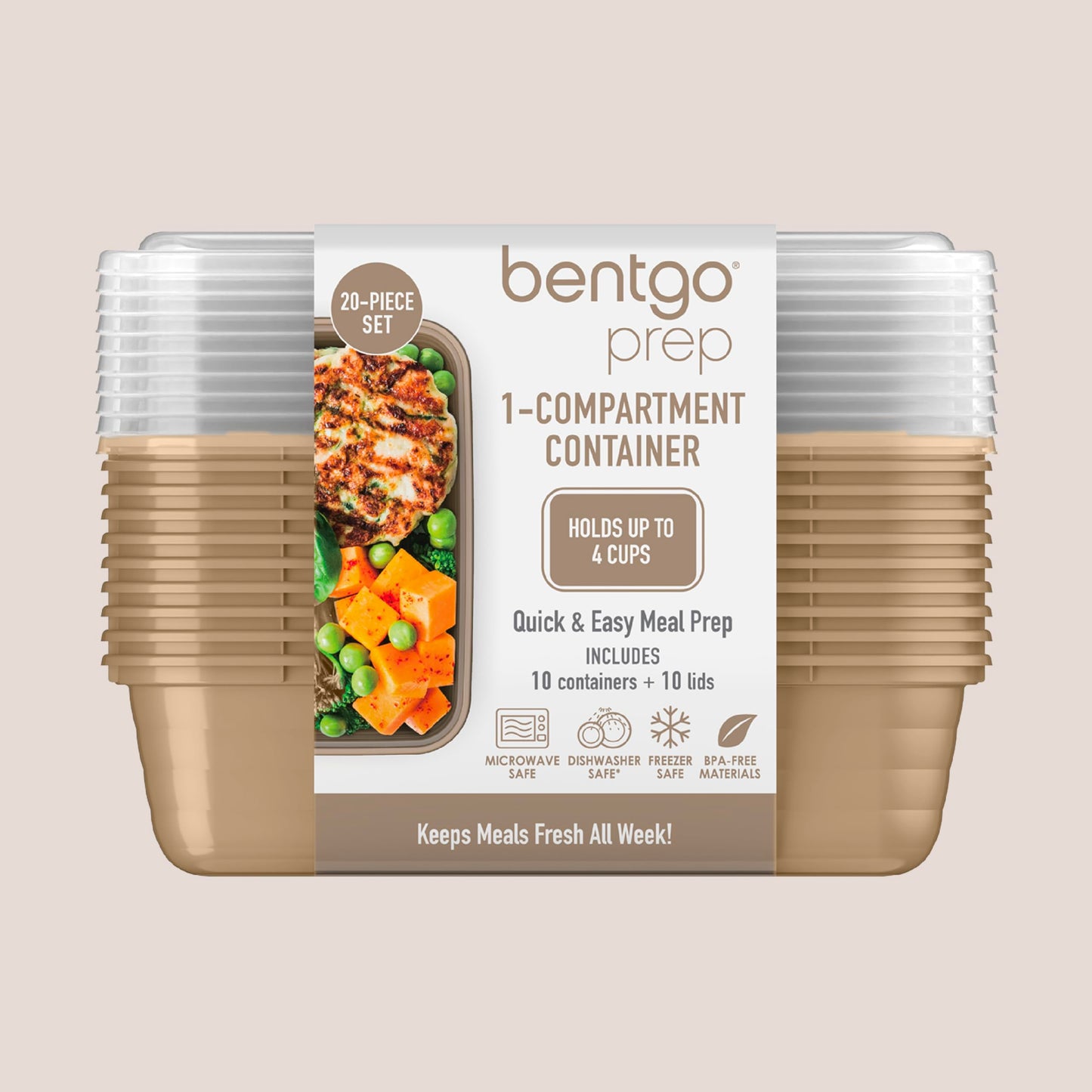 Bentgo Gold Meal Prep Containers – 20-Piece BPA-Free Reusable Set