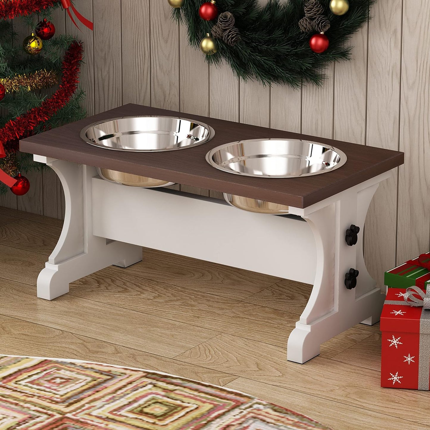 Piskyet Modern Farmhouse Elevated Dog Bowl Stand β Stylish & Functional