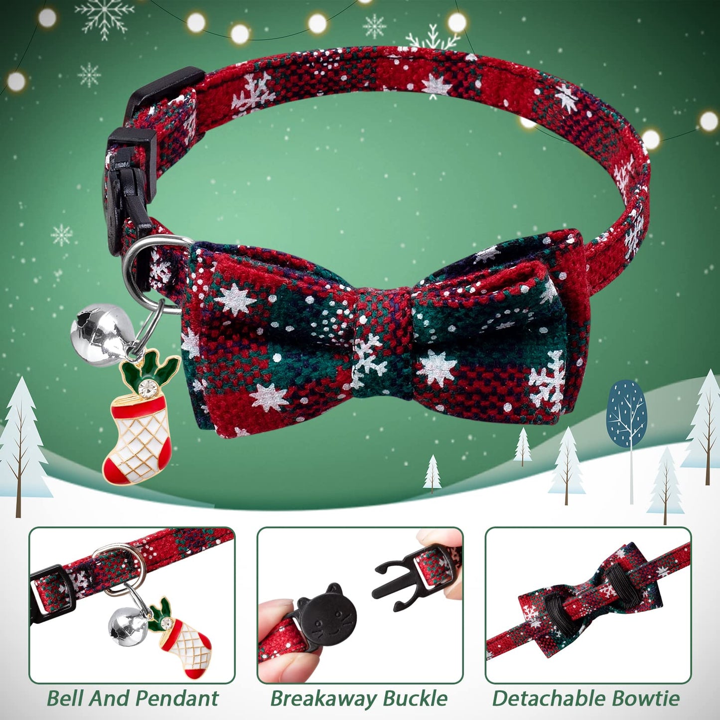 LLHK Christmas Cat Bow Tie Collar with Bell β Festive and Safe for Cats & Small Dogs