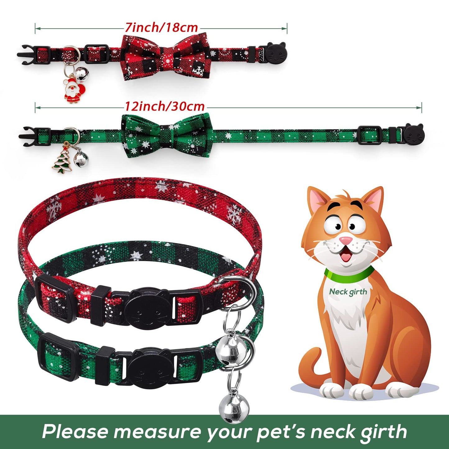 LLHK Christmas Cat Bow Tie Collar with Bell β Festive and Safe for Cats & Small Dogs