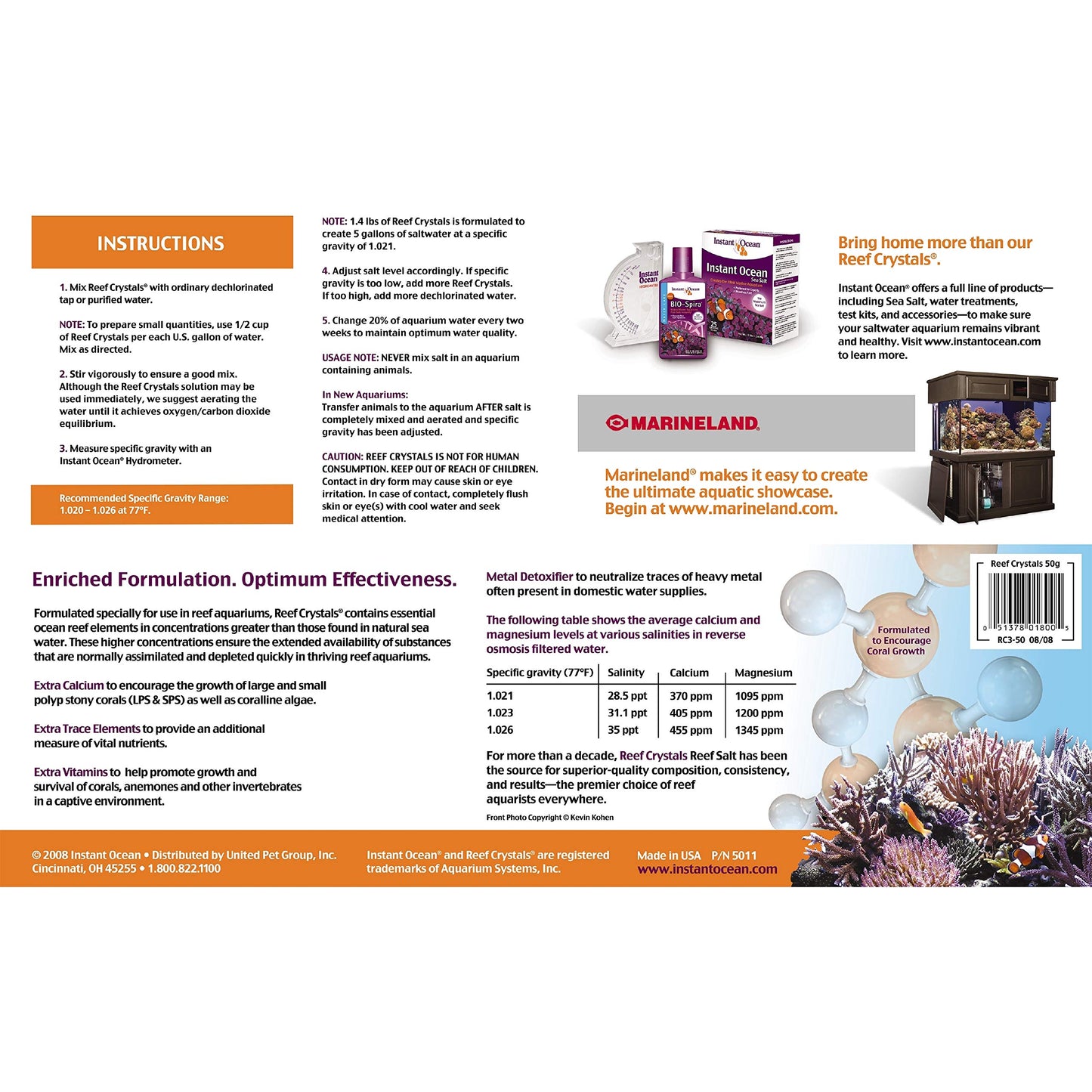 Instant Ocean Reef Crystals ā Enrich Your Reef Aquarium