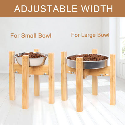 Adjustable Bamboo Elevated Dog Bowl Stand – HTB Pet Feeding Station
