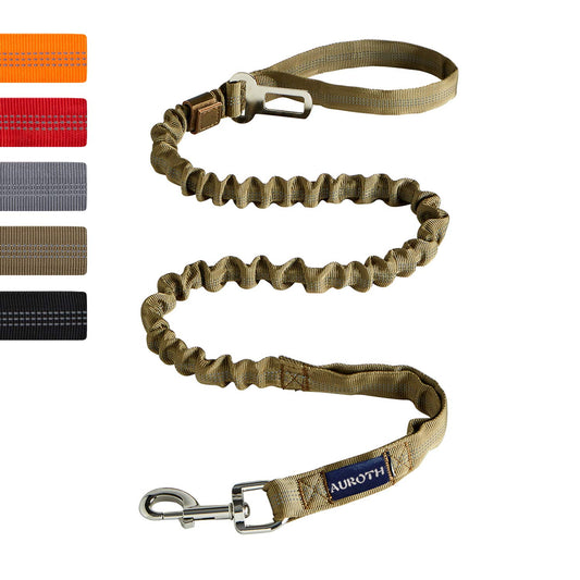 AUROTH Heavy-Duty Bungee Dog Leash – Dual Handles & Reflective