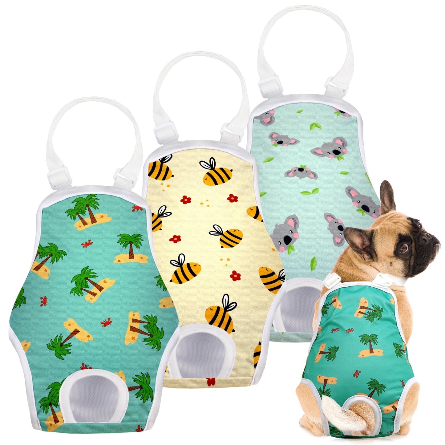 🐾 3-Pack Washable Dog Diaper Onesie – Adjustable, Super Absorbent & Leakproof Female Dog Sanitary Pantie