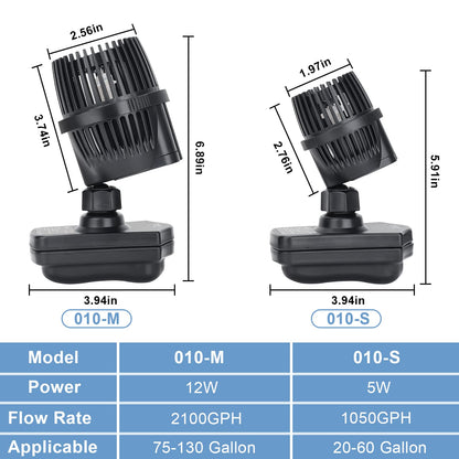 Hygger 360° Aquarium Wave Maker Pump - Quiet, Powerful Water Circulation