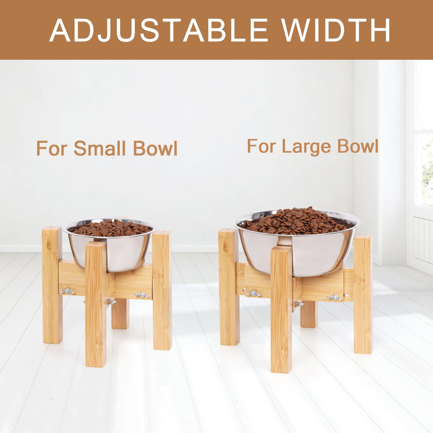 Adjustable Bamboo Elevated Dog Bowls – HTB Natural Pet Feeding Station
