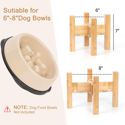 Adjustable Bamboo Elevated Dog Bowls – HTB Natural Pet Feeding Station