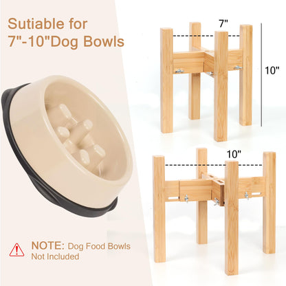Adjustable Bamboo Elevated Dog Bowl Stand – HTB Pet Feeding Station