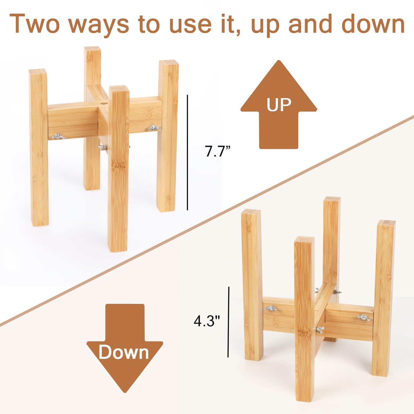 Adjustable Bamboo Elevated Dog Bowl Stand – HTB Pet Feeding Station