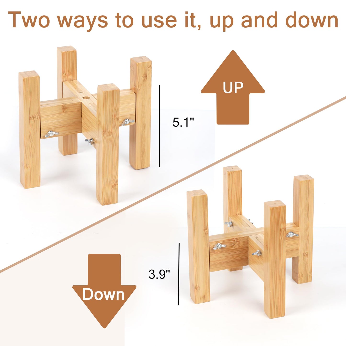 Adjustable Bamboo Elevated Dog Bowls – HTB Natural Pet Feeding Station
