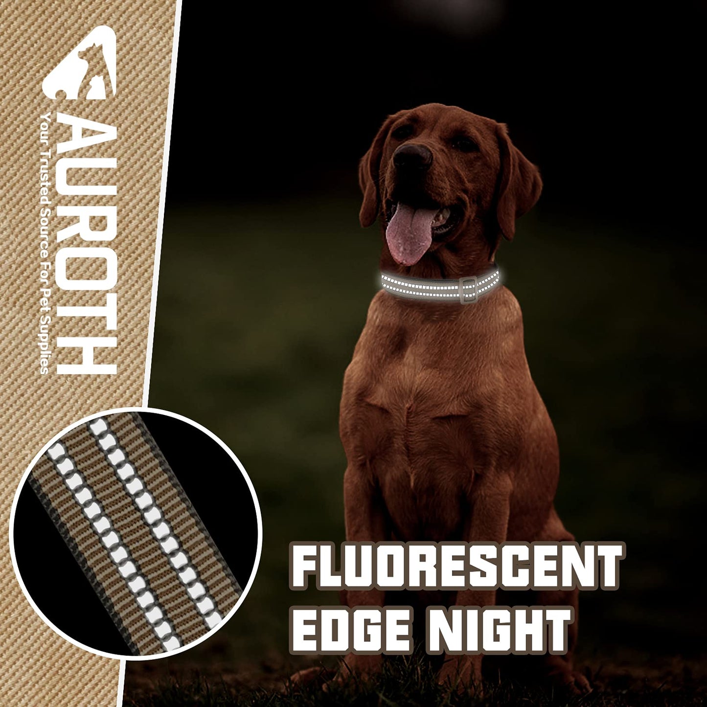 AUROTH Durable Reflective Dog Collar – Adjustable & Tangle-Free Comfort