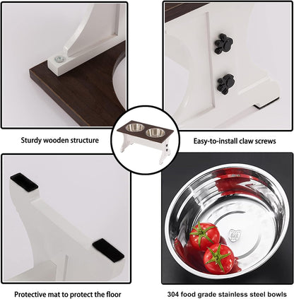 Piskyet Modern Farmhouse Elevated Dog Bowl Stand – Stylish & Functional