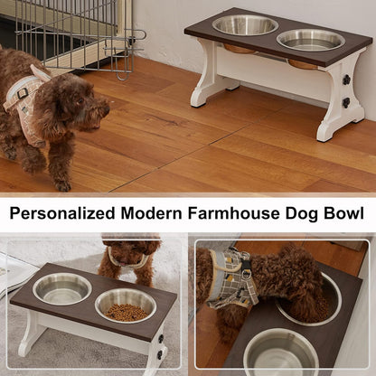 Piskyet Modern Farmhouse Elevated Dog Bowl Stand – Stylish & Functional