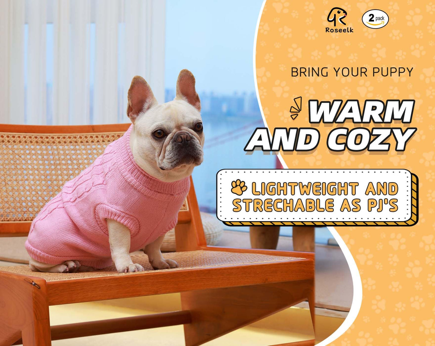 Roseelk Dog Thermal Knit Coat – Warmth & Comfort for Winter