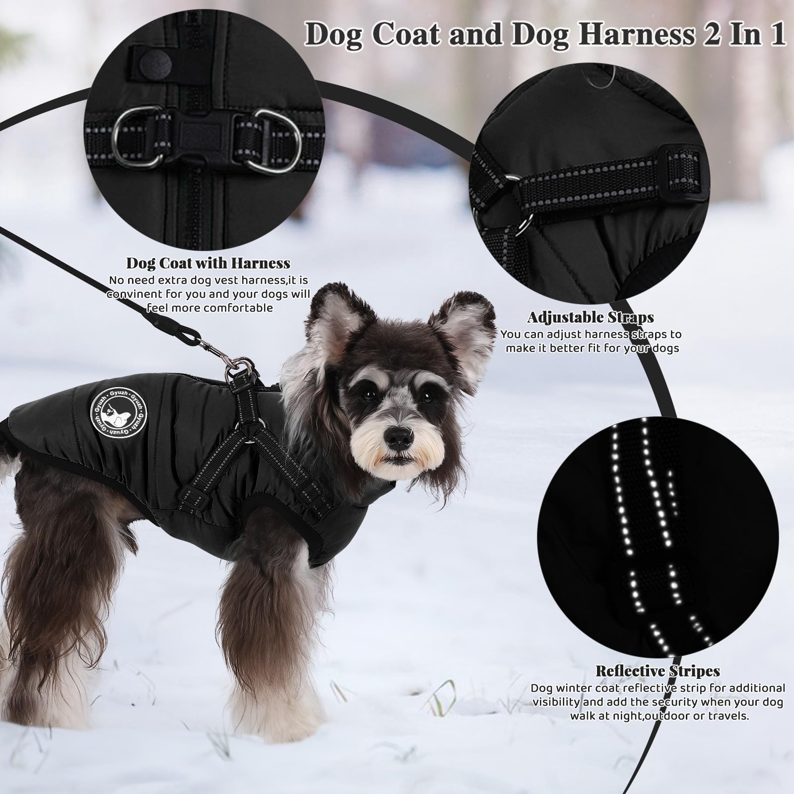 2-in-1 Waterproof Dog Coat with Built-In Reflective Harness – More