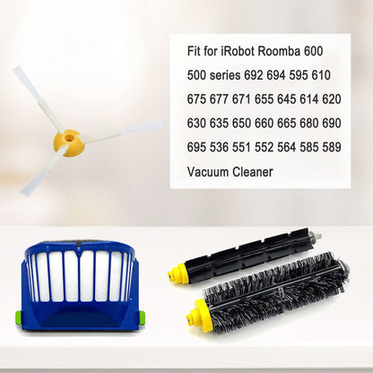 Replacement Accessories Kit for iRobot Roomba 600 & 500 Series – 3 Bristle & Beater Brushes, 8 Filters, 8 Side Brushes, Cleaning Tools