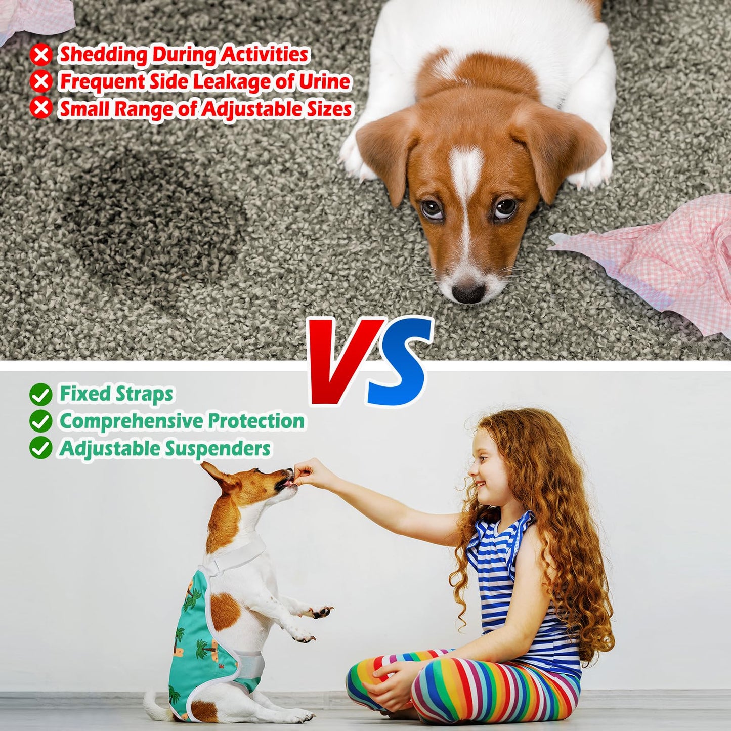 🐾 3-Pack Washable Dog Diaper Onesie – Adjustable, Super Absorbent & Leakproof Female Dog Sanitary Pantie