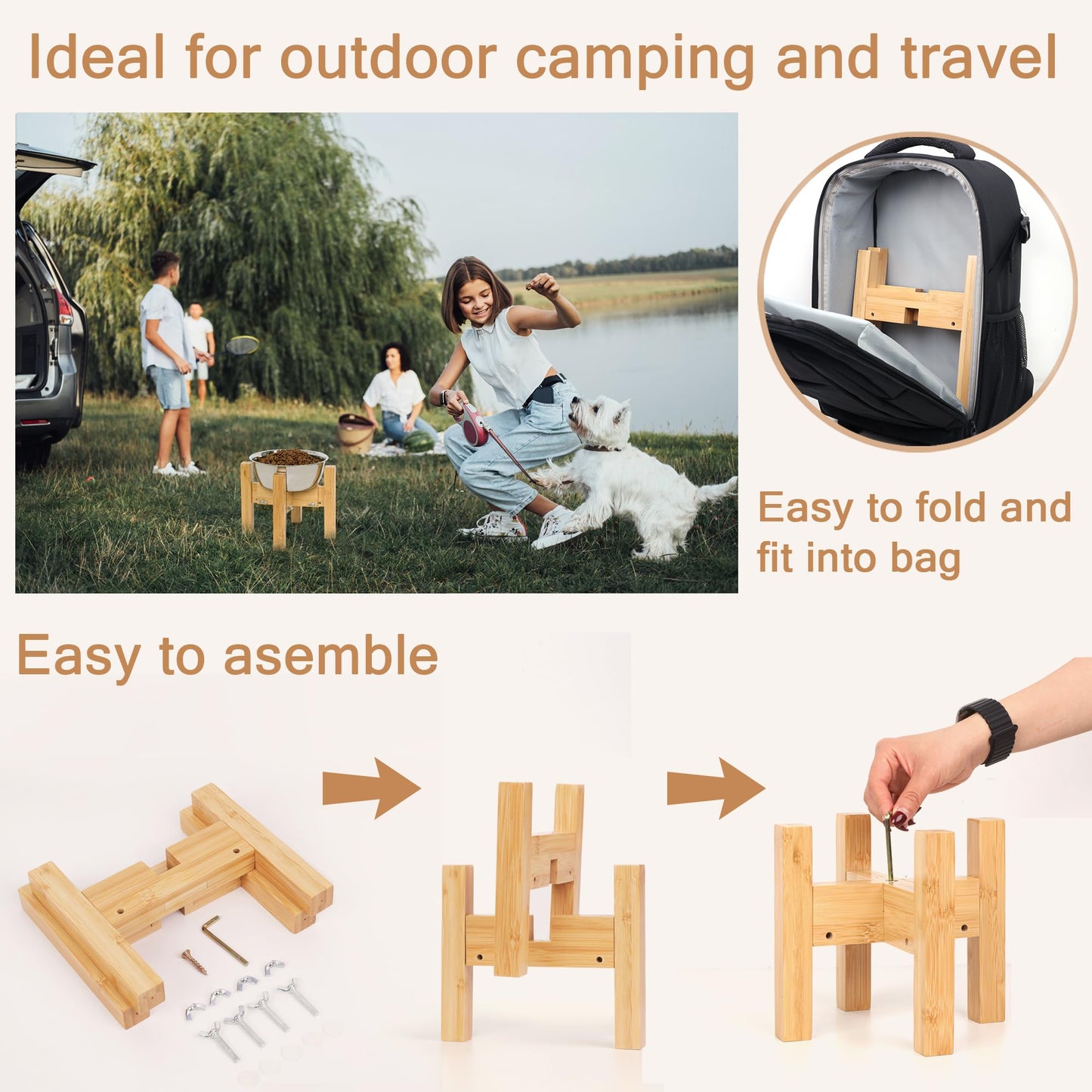Adjustable Bamboo Elevated Dog Bowls – HTB Natural Pet Feeding Station